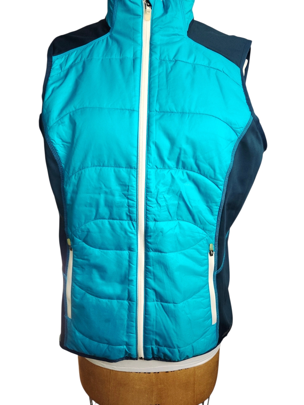 Eddie Bauer Turquoise and Teal Quilted Zip Vest XL Outdoor Gorpcore